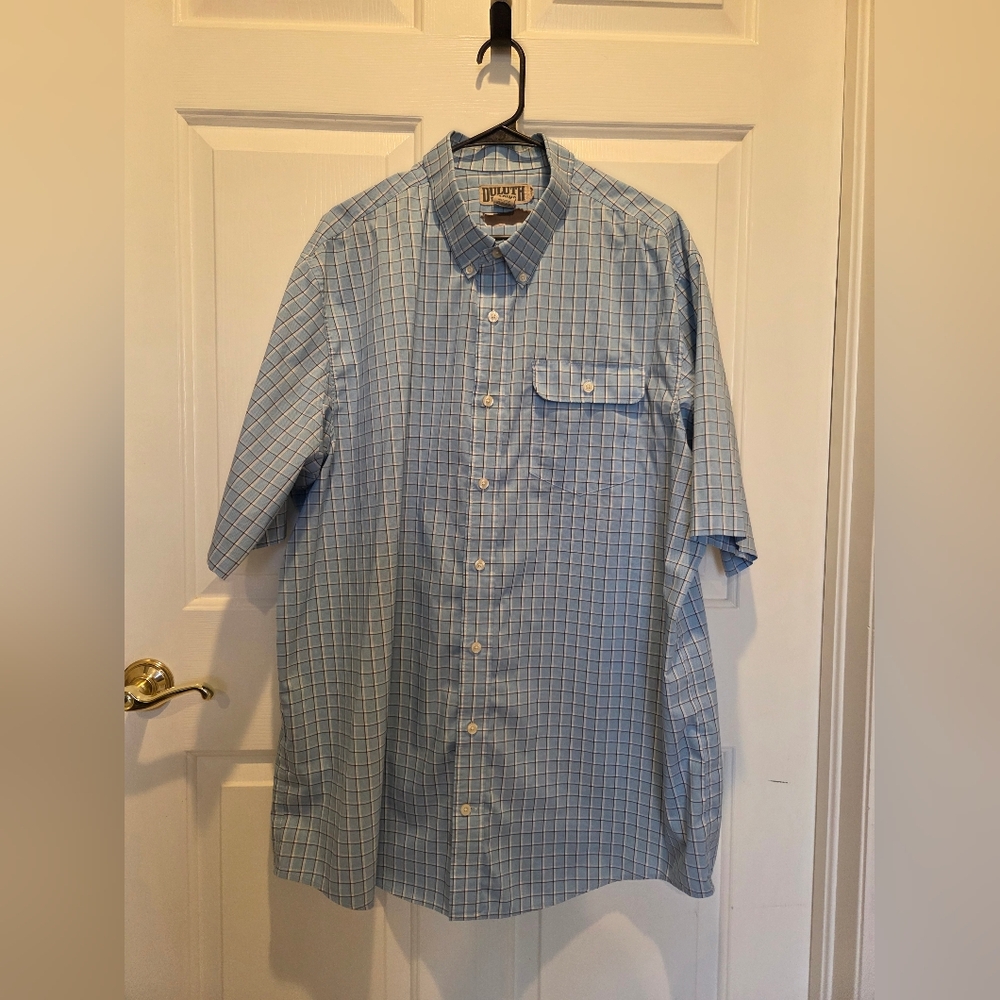 Blue Checkered Men's Shirt, Duluth Trading Company XL Tall